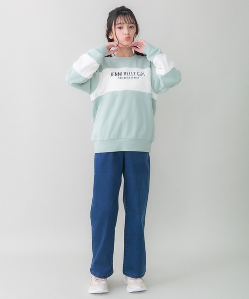 JENNI belle(ジェニィベル)の「【WEB限定】ボア切替えトレーナー(スウェット・キッズ・アイボリー/ブラック/ミント・130cm/140cm/150cm/160cm)」の14枚目の写真