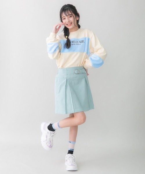 JENNI belle(ジェニィベル)の「【WEB限定】ボア切替えトレーナー(スウェット・キッズ・アイボリー/ブラック/ミント・130cm/140cm/150cm/160cm)」の6枚目の写真