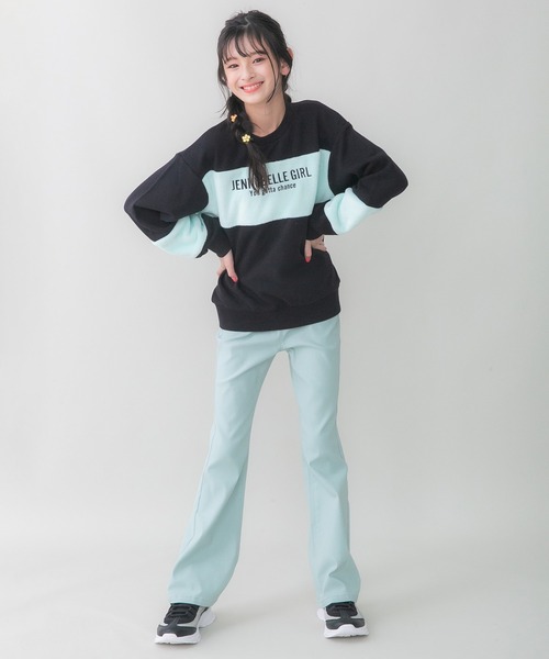 JENNI belle(ジェニィベル)の「【WEB限定】ボア切替えトレーナー(スウェット・キッズ・アイボリー/ブラック/ミント・130cm/140cm/150cm/160cm)」の9枚目の写真