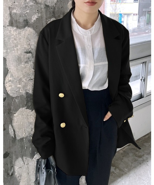 reca（レカ）の「ツイル/ツイードテーラードジャケット（スーツジャケット・レディース・ネイビー/ライトグレー/キナリ/チャコールグレー/ブラウン/カーキ/ベージュ/ブラック系その他/ブラウン系その他/ブラック・M/S）」の3枚目の写真