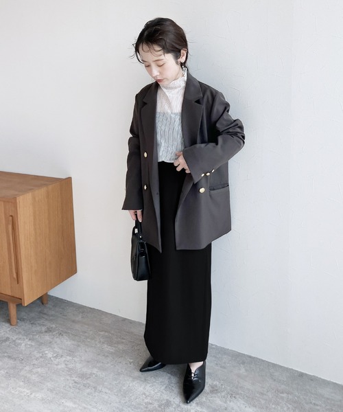 reca（レカ）の「ツイル/ツイードテーラードジャケット（スーツジャケット・レディース・ネイビー/ライトグレー/キナリ/チャコールグレー/ブラウン/カーキ/ベージュ/ブラック系その他/ブラウン系その他/ブラック・M/S）」の21枚目の写真