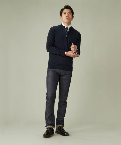 triumph ジップセータージャケット ニット ハーフジップセーター ブルー メンズ(M ブルー): 東京