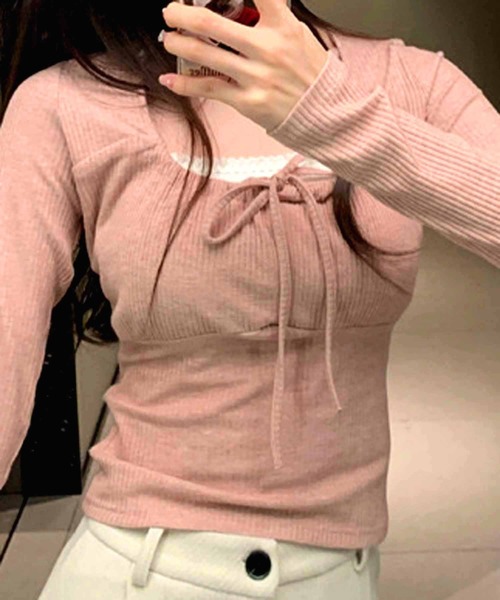 NANEA(ナネア)の「フロントシャーリングスクエアネックトップス(Tシャツ/カットソー・レディース・ホワイト/グレー/ピンク/アイボリー・SMALL/MEDIUM)」の4枚目の写真