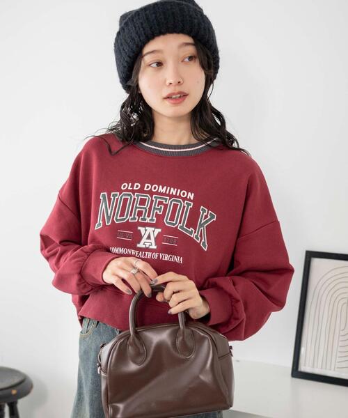 WEGO（ウィゴー）の「WEGO/ラインリブショートスウェット（スウェット・レディース・杢グレー/ワイン/ダークグリーン・FREE）」の11枚目の写真