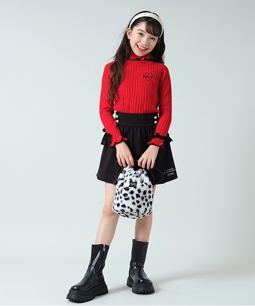 by LOVEiT(バイラビット)の「パールボタンリボン付きスカパン(スカート・キッズ・ブラック/エメラルド/レッド・120cm/160cm/150cm/140cm/130cm)」の5枚目の写真
