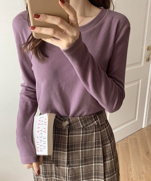 Miniministore（ミニミニストア）の「ヒートインナー レディース あったか（Tシャツ/カットソー・レディース・ブルー/ホワイト/モスグリーン/ブラウン/パープル/ブラック・フリー）」の6枚目の写真