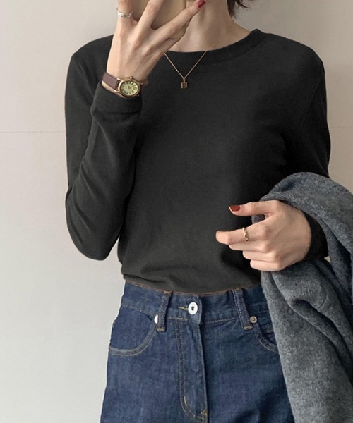 Miniministore（ミニミニストア）の「ヒートインナー レディース あったか（Tシャツ/カットソー・レディース・ブルー/ホワイト/モスグリーン/ブラウン/パープル/ブラック・フリー）」の3枚目の写真