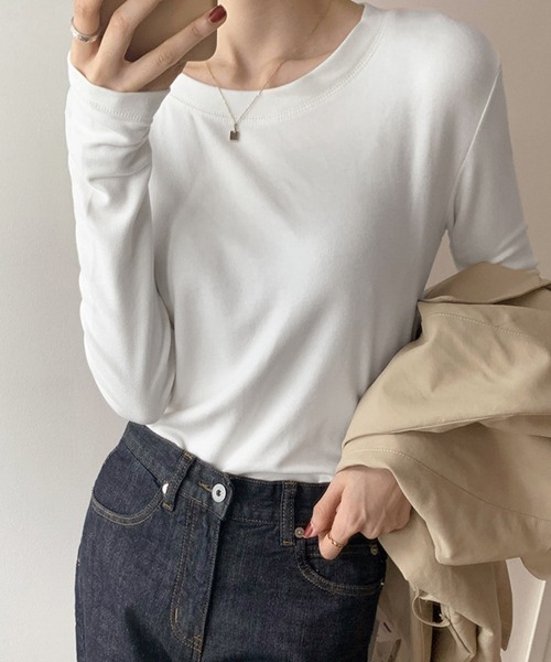 Miniministore（ミニミニストア）の「ヒートインナー レディース あったか（Tシャツ/カットソー・レディース・ブルー/ホワイト/モスグリーン/ブラウン/パープル/ブラック・フリー）」の14枚目の写真