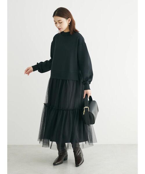 Sugar spoon（シュガースプーン）の「・SUGAR　SPOON　チュールドッキングワンピース（ワンピース・レディース・チャコールグレー/ベージュ/ブラック・FREE）」の8枚目の写真