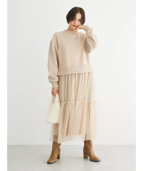 Sugar spoon（シュガースプーン）の「・SUGAR　SPOON　チュールドッキングワンピース（ワンピース・レディース・チャコールグレー/ベージュ/ブラック・FREE）」の10枚目の写真