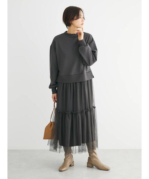 Sugar spoon（シュガースプーン）の「・SUGAR　SPOON　チュールドッキングワンピース（ワンピース・レディース・チャコールグレー/ベージュ/ブラック・FREE）」の12枚目の写真