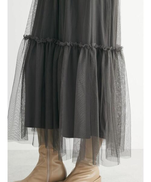 Sugar spoon（シュガースプーン）の「・SUGAR　SPOON　チュールドッキングワンピース（ワンピース・レディース・チャコールグレー/ベージュ/ブラック・FREE）」の21枚目の写真