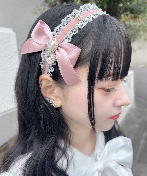 ROJITA（ロジータ）の「サイドリボン付レースベロアカチューシャ