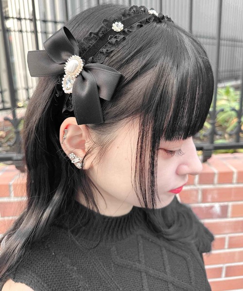 ROJITA（ロジータ）の「サイドリボン付レースベロアカチューシャ 