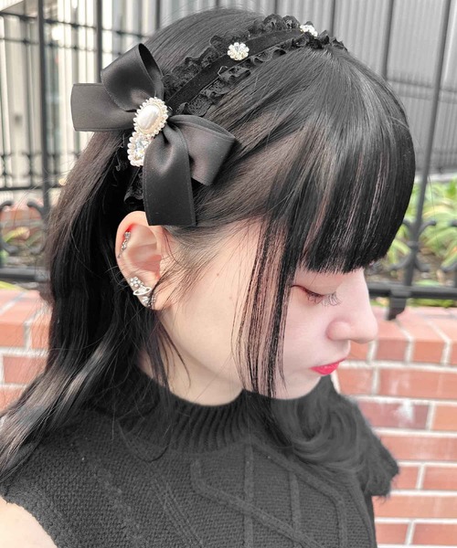 ROJITA（ロジータ）の「サイドリボン付レースベロアカチューシャ