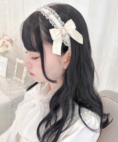 ROJITA（ロジータ）の「サイドリボン付レースベロアカチューシャ