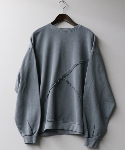 Starting Over（スターティングオーバー）の「裏毛 切り替え ピグメント クルーネック/トレーナー スウェット/長袖 トップス プルオーバー/レディース メンズ ユニセックス/ボリューム袖（スウェット・メンズ・チャコールグレー/ブラック・M/L/XL）」の3枚目の写真