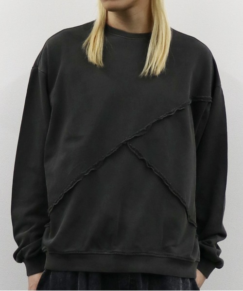 Starting Over（スターティングオーバー）の「裏毛 切り替え ピグメント クルーネック/トレーナー スウェット/長袖 トップス プルオーバー/レディース メンズ ユニセックス/ボリューム袖（スウェット・メンズ・チャコールグレー/ブラック・M/L/XL）」の15枚目の写真