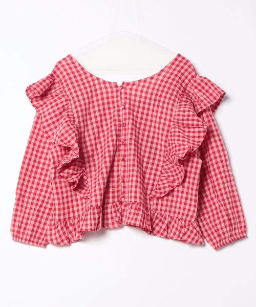 A BOND(アボンド)の「ギンガム2wayラッフルブラウス/おとな(シャツ/ブラウス・レディース・ブラック/ピンク/イエロー・160cm)」の3枚目の写真
