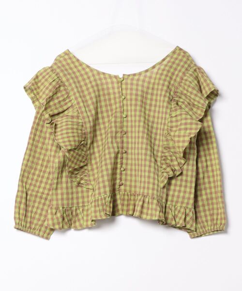 A BOND(アボンド)の「ギンガム2wayラッフルブラウス/おとな(シャツ/ブラウス・レディース・ブラック/ピンク/イエロー・160cm)」の1枚目の写真