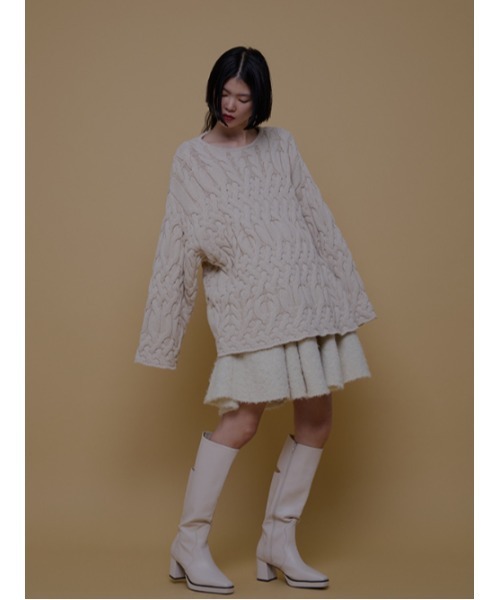 AMAIL（アマイル）の「Pon snake knit（ニット/セーター・レディース・アイボリー/ブルー/ブラック・FREE）」の7枚目の写真