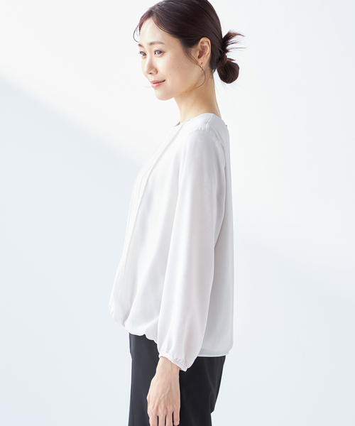 A/C DESIGN BY ALPHA CUBIC(エーシーデザインバイアルファキュービック)の「プリーツブラウス(Tシャツ/カットソー・レディース・パープル/ライトグレー・M/L/LL)」の3枚目の写真