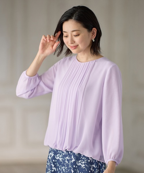 A/C DESIGN BY ALPHA CUBIC(エーシーデザインバイアルファキュービック)の「プリーツブラウス(Tシャツ/カットソー・レディース・パープル/ライトグレー・M/L/LL)」の12枚目の写真