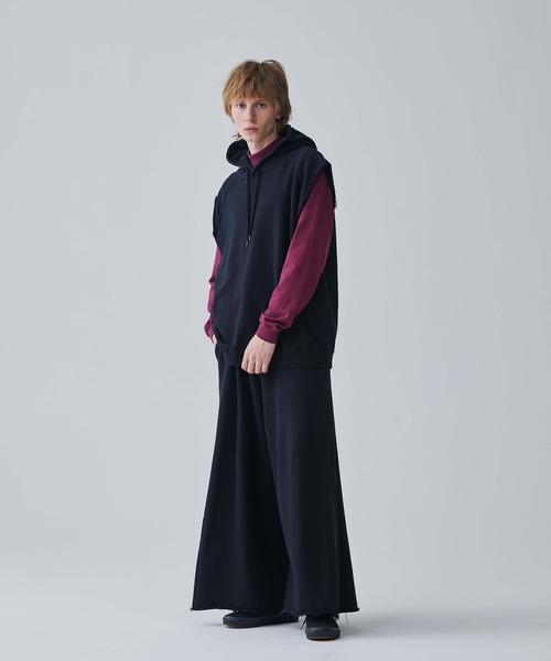 Iroquois（イロコイ）の「IROQUOIS イロコイ / 30/10 SWEATSHIRTS VS セットアップ裏毛ビッグシルエットフーディーベスト / 176101（パーカー・メンズ・霜降りグレー/ブラック/ラベンダー・1/2）」の5枚目の写真