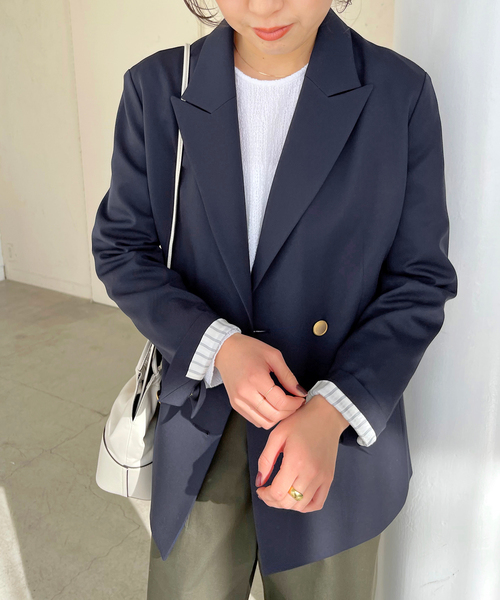 セール】ドライツイルダブルブレストジャケット（テーラードジャケット