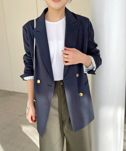 セール】ドライツイルダブルブレストジャケット（テーラードジャケット