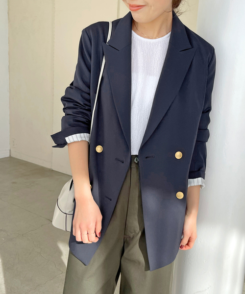 スピックアンドスパン＊ドライツイルダブルブレストジャケット＊紺ブレ セール】ドライツイルダブルブレストジャケット（テーラード