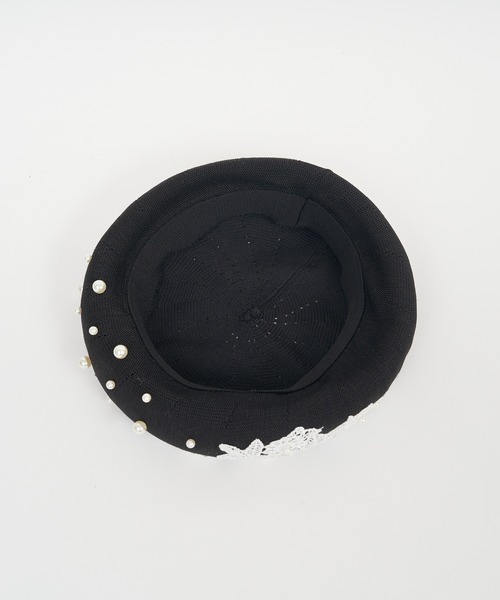 ROYAL PARTY（ロイヤルパーティー）の「パールレースベレー（ハンチング/ベレー帽・レディース・ブラック/ベージュ・FREE）」の6枚目の写真