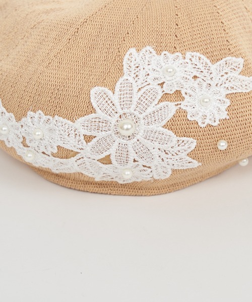 ROYAL PARTY（ロイヤルパーティー）の「パールレースベレー（ハンチング/ベレー帽・レディース・ブラック/ベージュ・FREE）」の4枚目の写真