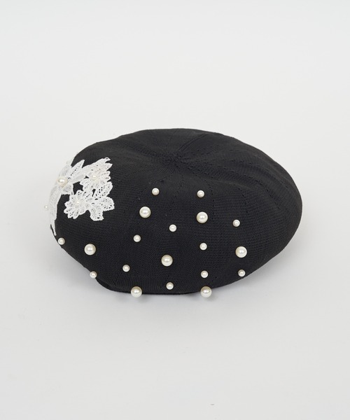 ROYAL PARTY（ロイヤルパーティー）の「パールレースベレー（ハンチング/ベレー帽・レディース・ブラック/ベージュ・FREE）」の7枚目の写真