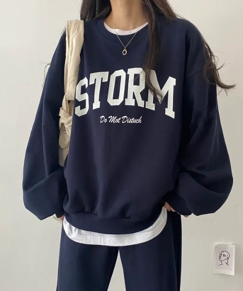 SHEENA(シーナ)の「【セットアップ】ロゴトレーナー×スウェットパンツ 2点SET(セットアップ・レディース・ライトグレー/ネイビー/グレー・M)」の6枚目の写真
