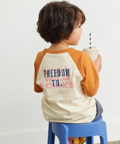 Life Support Products(ライフサポートプロダクツ)の「【防汚加工】ラグランプリントTシャツ(80~150cm)(Tシャツ/カットソー・キッズ・オレンジ/チャコール/ライトグリーン/レッド・80/90/95/100/110/120/130/140/150)」の1枚目の写真