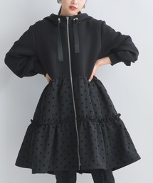 PICCIN（ピッチン）の「フロッキードット切り替えティアードロングパーカー（その他アウター）」