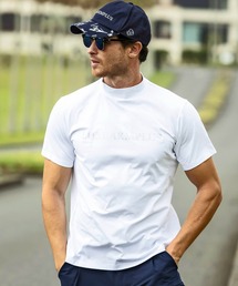 LUXEAKMPLUS（リュクスエイケイエムプラス）の「LUXEAKMPLUS(リュクスエイケイエムプラス)ゴルフ ラインストーンロゴ半袖モックネックTシャツ（Tシャツ/カットソー）」