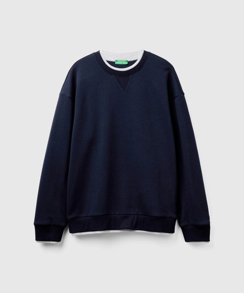 BENETTON (UNITED COLORS OF BENETTON)(ベネトンユナイテッドカラーズオブベネトン)の「クルーネックスウェットトレーナー(スウェット・メンズ・ネイビー・SMALL/LARGE/MEDIUM)」の5枚目の写真