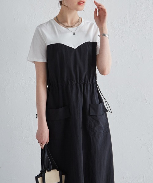 RANAN（ラナン）の「[全骨格華奢見え]ビスチェドッキングワンピース（ワンピース・レディース・ベージュ系その他/グレー×ホワイト/グレー系その他/ブラック×ホワイト・L/M/LL/3L）」の2枚目の写真