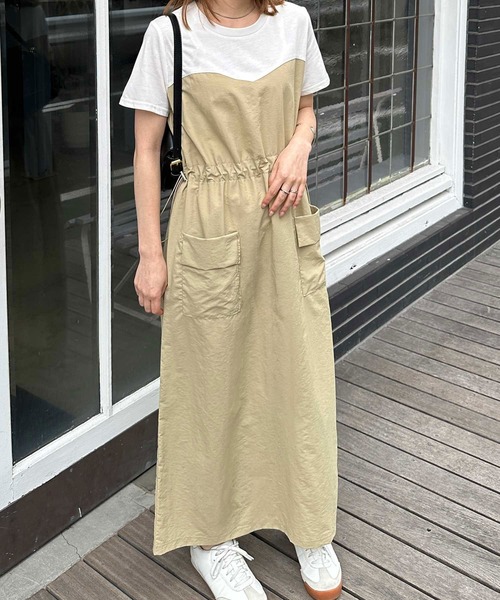 RANAN（ラナン）の「[全骨格華奢見え]ビスチェドッキングワンピース（ワンピース・レディース・ベージュ系その他/グレー×ホワイト/グレー系その他/ブラック×ホワイト・L/M/LL/3L）」の7枚目の写真