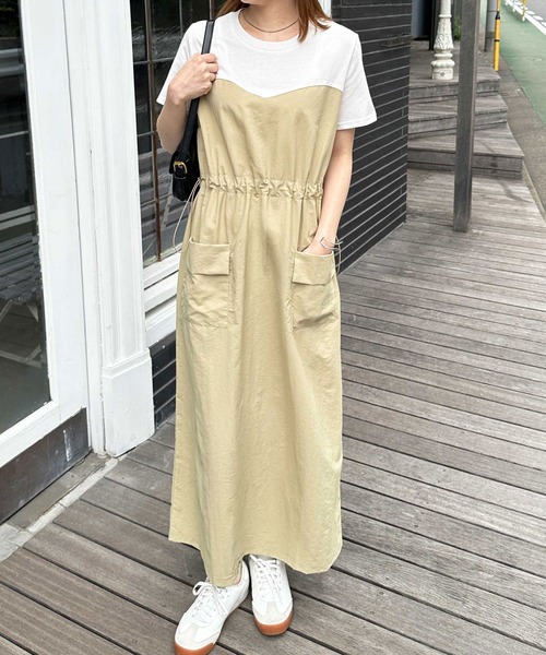 RANAN（ラナン）の「[全骨格華奢見え]ビスチェドッキングワンピース（ワンピース・レディース・ベージュ系その他/グレー×ホワイト/グレー系その他/ブラック×ホワイト・L/M/LL/3L）」の6枚目の写真