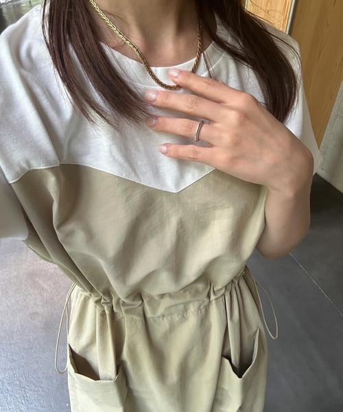 RANAN（ラナン）の「[全骨格華奢見え]ビスチェドッキングワンピース（ワンピース・レディース・ベージュ系その他/グレー×ホワイト/グレー系その他/ブラック×ホワイト・L/M/LL/3L）」の6枚目の写真