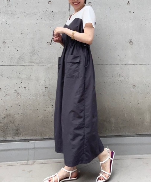 RANAN（ラナン）の「[全骨格華奢見え]ビスチェドッキングワンピース（ワンピース・レディース・ベージュ系その他/グレー×ホワイト/グレー系その他/ブラック×ホワイト・L/M/LL/3L）」の14枚目の写真