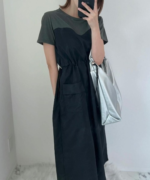 RANAN（ラナン）の「[全骨格華奢見え]ビスチェドッキングワンピース（ワンピース・レディース・ベージュ系その他/グレー×ホワイト/グレー系その他/ブラック×ホワイト・L/M/LL/3L）」の13枚目の写真