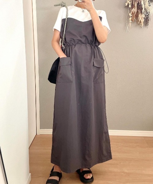 RANAN（ラナン）の「[全骨格華奢見え]ビスチェドッキングワンピース（ワンピース・レディース・ベージュ系その他/グレー×ホワイト/グレー系その他/ブラック×ホワイト・L/M/LL/3L）」の12枚目の写真