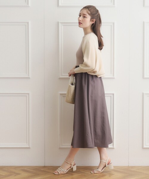 couture brooch（クチュールブローチ）の「◆【上下2WAY】レースアップニットボレロ（カーディガン/ボレロ・レディース・アイボリー/ブラウン系その他/ピンク・38/42）」の6枚目の写真