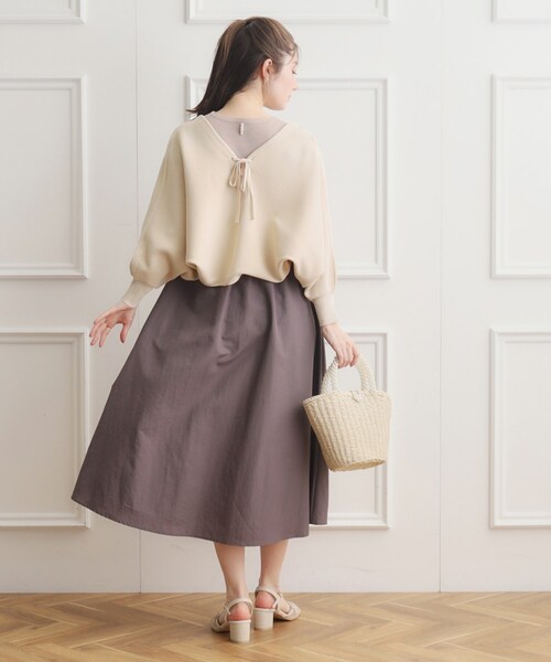 couture brooch（クチュールブローチ）の「◆【上下2WAY】レースアップニットボレロ（カーディガン/ボレロ・レディース・アイボリー/ブラウン系その他/ピンク・38/42）」の7枚目の写真