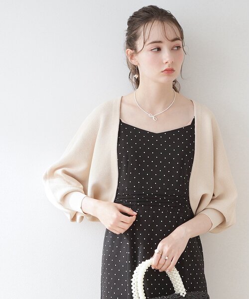 couture brooch（クチュールブローチ）の「◆【上下2WAY】レースアップニットボレロ（カーディガン/ボレロ・レディース・アイボリー/ブラウン系その他/ピンク・38/42）」の15枚目の写真