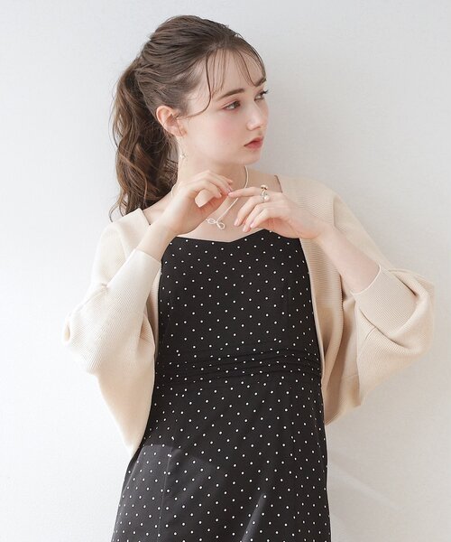 couture brooch（クチュールブローチ）の「◆【上下2WAY】レースアップニットボレロ（カーディガン/ボレロ・レディース・アイボリー/ブラウン系その他/ピンク・38/42）」の16枚目の写真